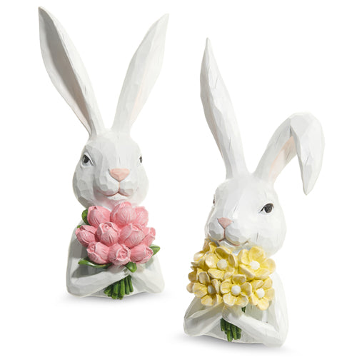 10.25" Bunny Bust with Flowers