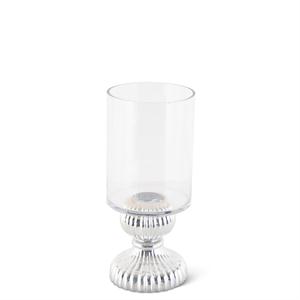 Glass Vase/Candle Holder with Silver Base