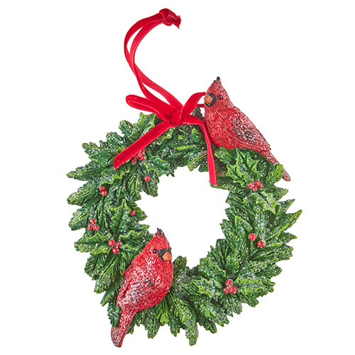 Wreath with Cardinal Ornament