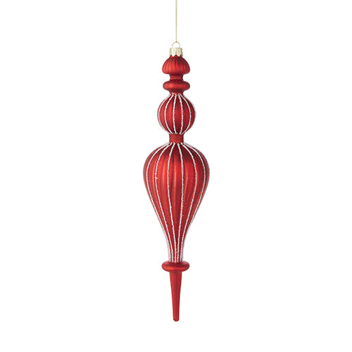 11.5" Red Ribbed Finial Orn