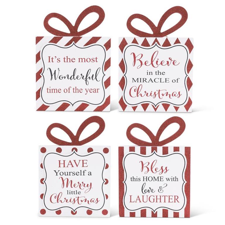 Red & White Christmas Gift Tabletop Sign