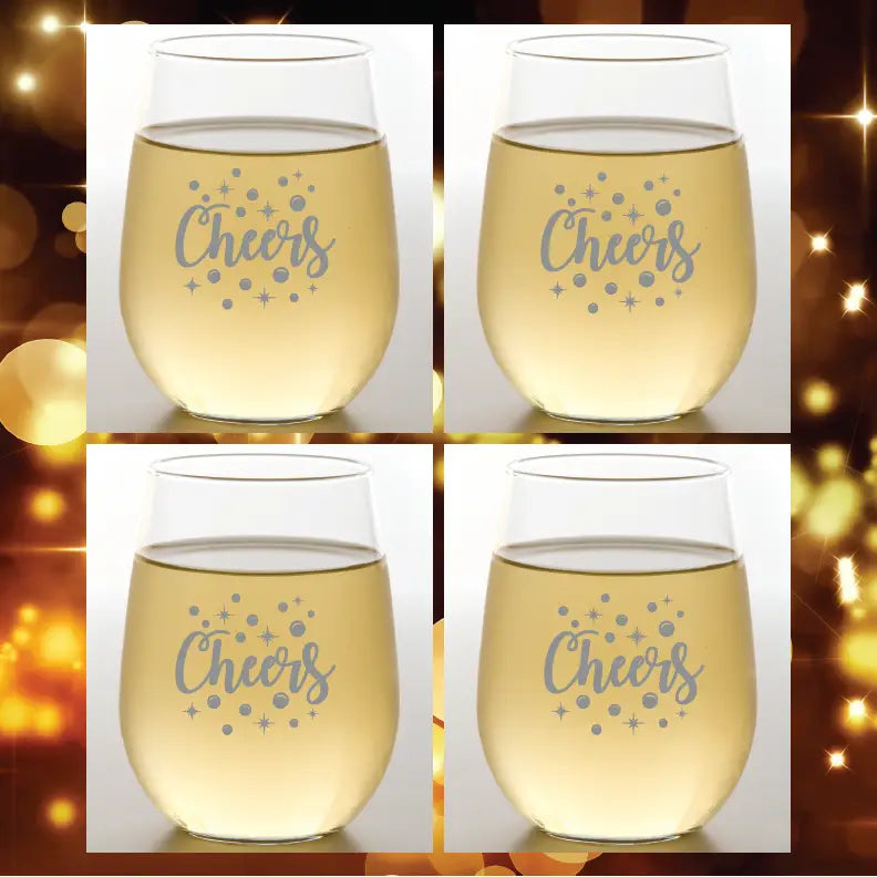 Cheers Silver Acrylic Wine Glasses Pack of 2