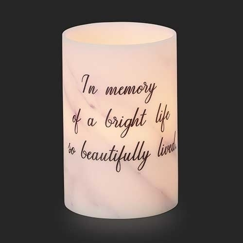 6" LED Marble Candle with Verse